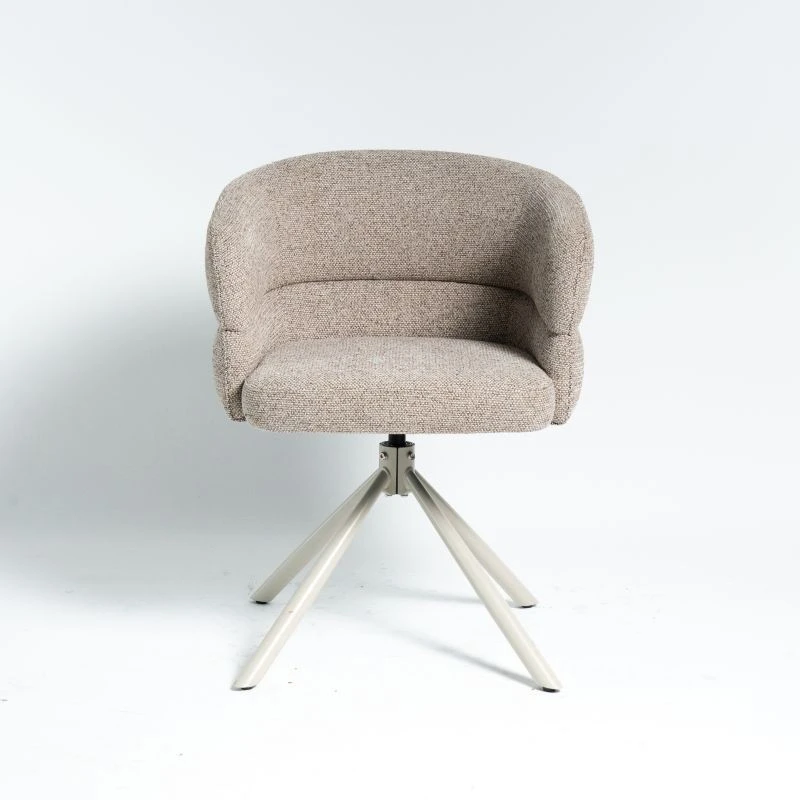 360° Bearing Swivel Auto Return Beige Fabric Desk Chair