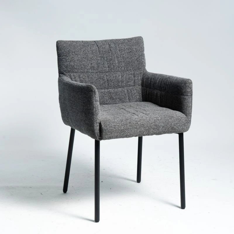 Round tube with armrest Upholstered Fabric dining chair suppliers