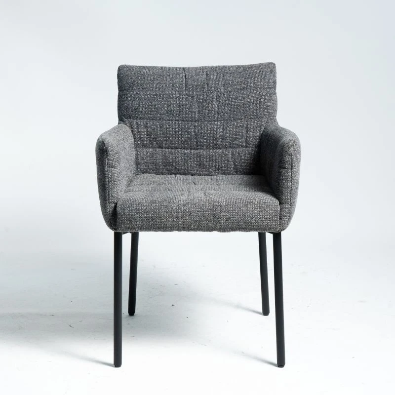 Round Tube with Armrest Upholstered Fabric Dining Chair