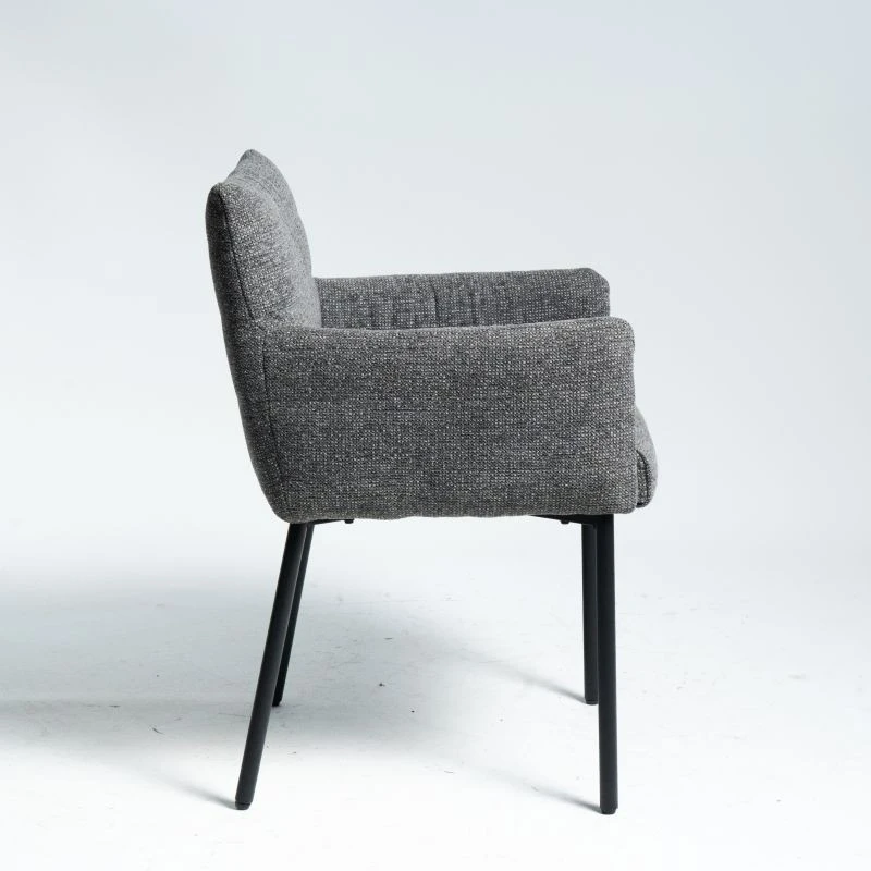 Round tube with armrest Upholstered Fabric dining chair factory
