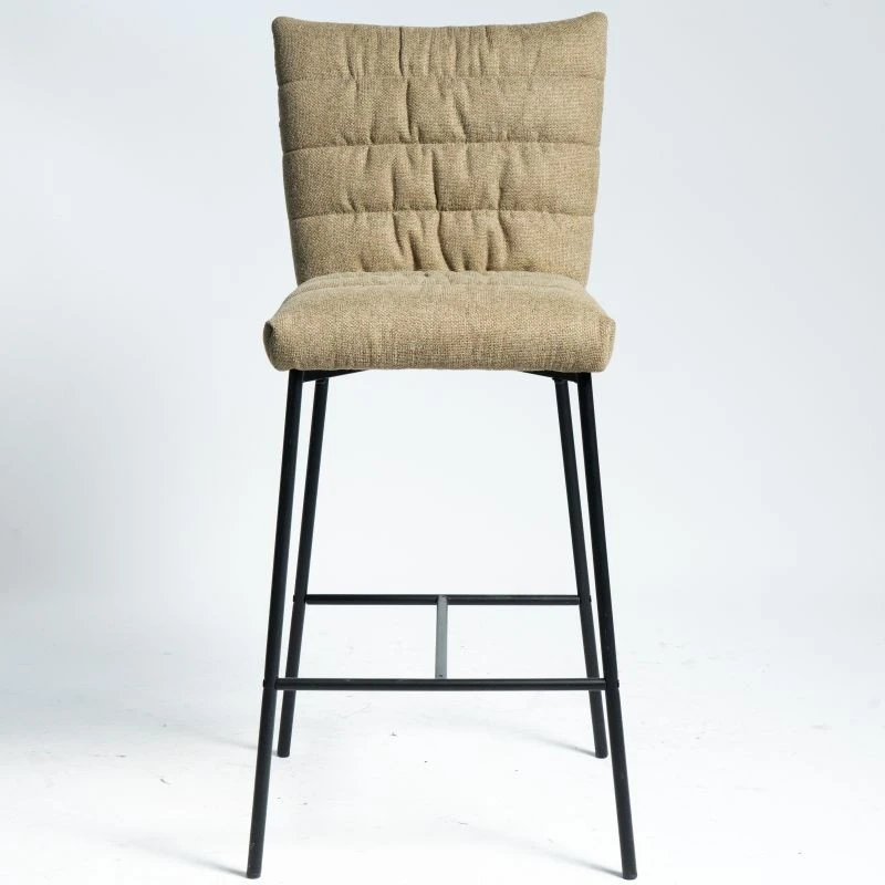 Round Tube without Armrest Upholstered Fabric High Bar Stool