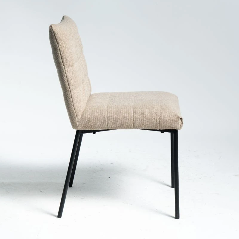Round Tube Without Armrest Upholstered Fabric Dining Chair factory