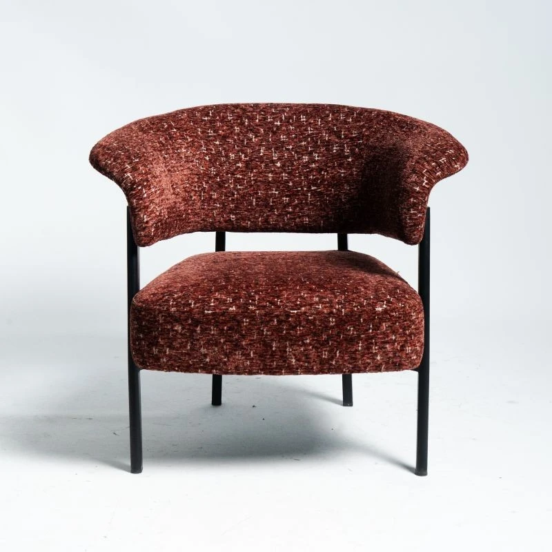 Single Brick Red Lounge Chair with Metal Frame