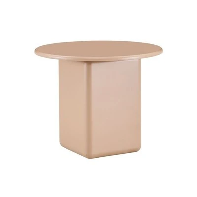 Cream Cube Base Round Side Coffee Table